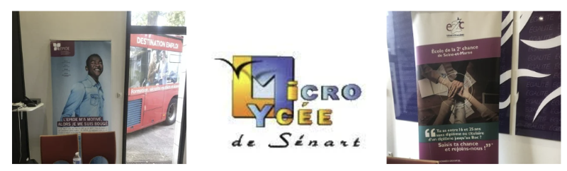 images kakemonos et logo EPIDE Microlycée de Sénart et E2C